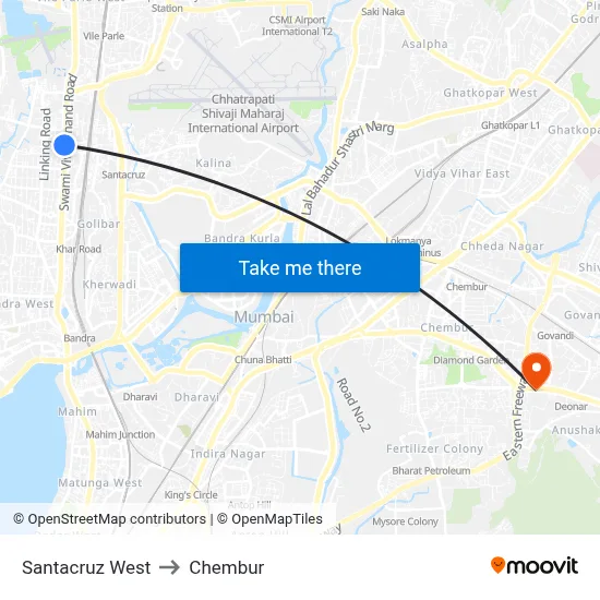 Santacruz West to Chembur map