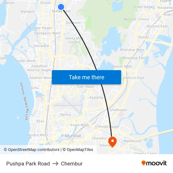 Pushpa Park Road to Chembur map