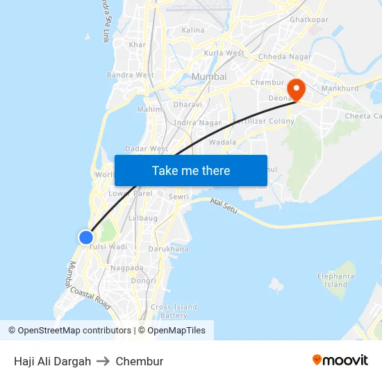 Haji Ali Dargah to Chembur map