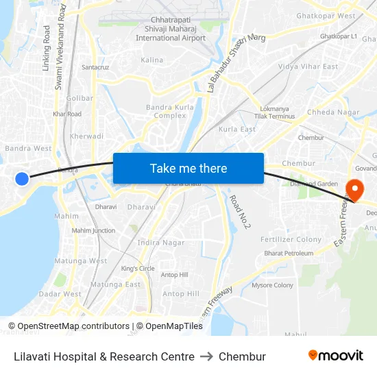 Lilavati Hospital & Research Centre to Chembur map