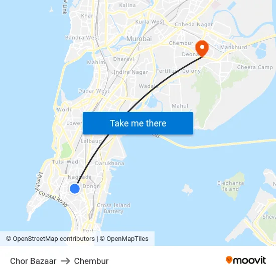 Chor Bazaar to Chembur map