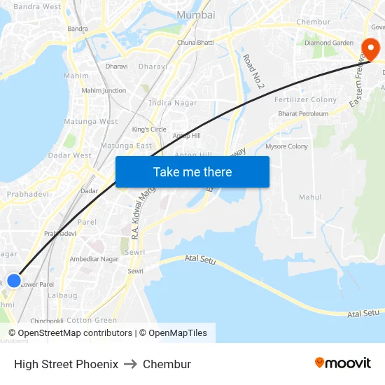 High Street Phoenix to Chembur map