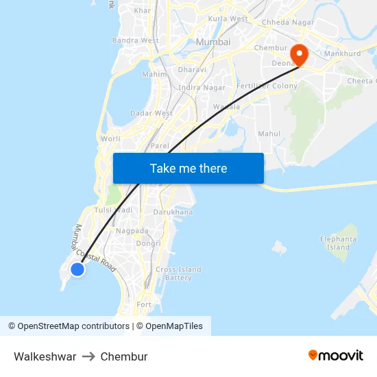 Walkeshwar to Chembur map