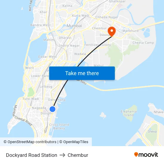 Dockyard Road Station to Chembur map