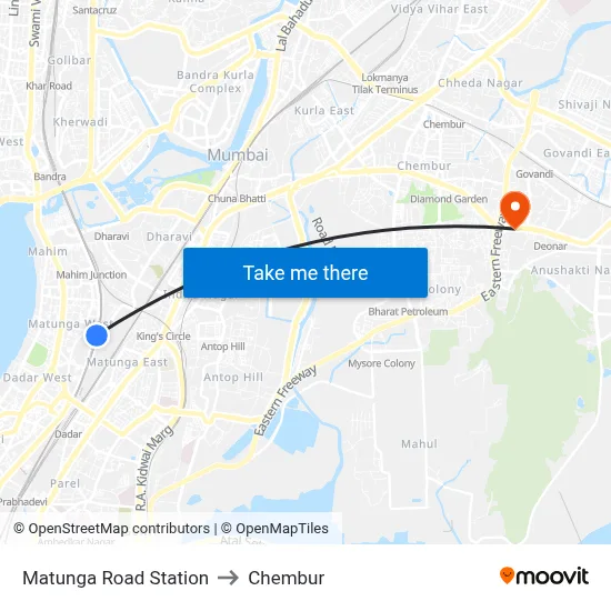 Matunga Road Station to Chembur map
