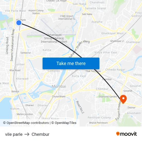 vile parle to Chembur map