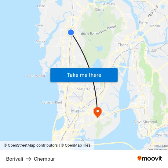 Borivali to Chembur map