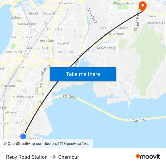 Reay Road Station to Chembur map