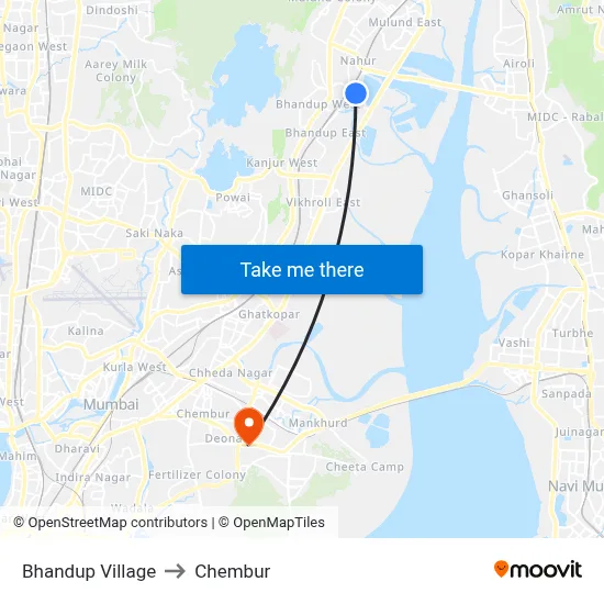 Bhandup Village to Chembur map