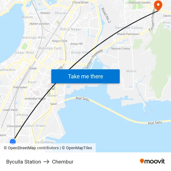 Byculla Station to Chembur map