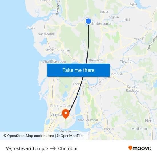 Vajreshwari Temple to Chembur map