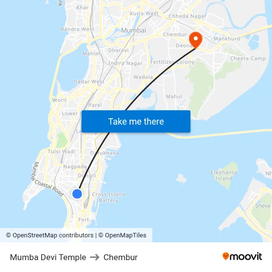 Mumba Devi Temple to Chembur map