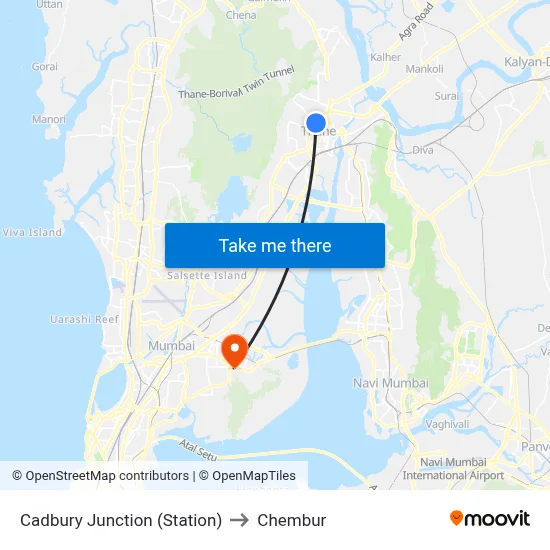 Cadbury Junction (Station) to Chembur map