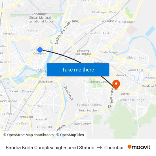 Bandra Kurla Complex high-speed Station to Chembur map