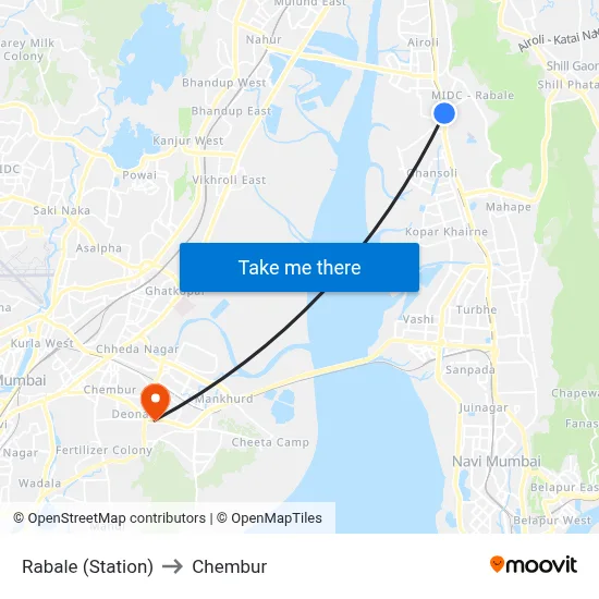 Rabale (Station) to Chembur map