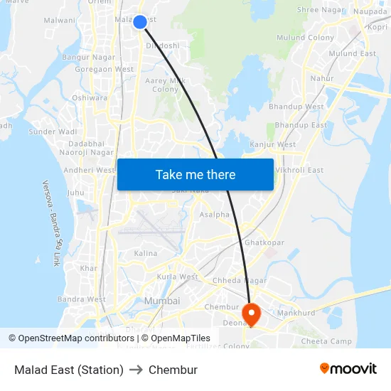 Malad East (Station) to Chembur map