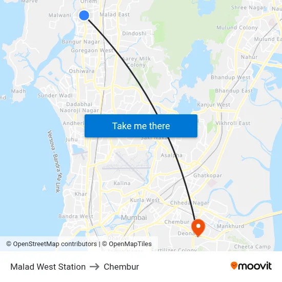 Malad West Station to Chembur map