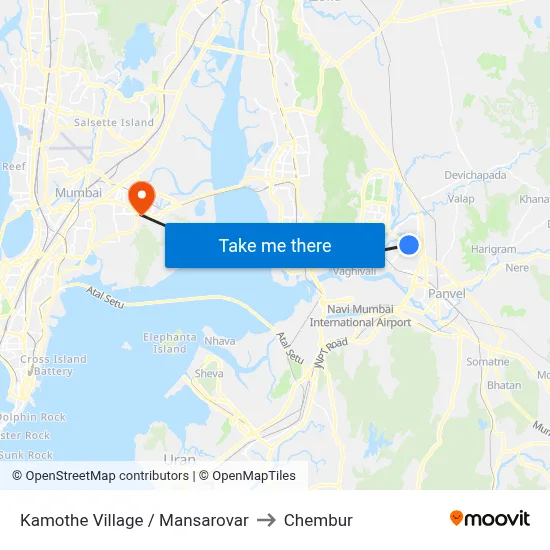Kamothe Village / Mansarovar to Chembur map