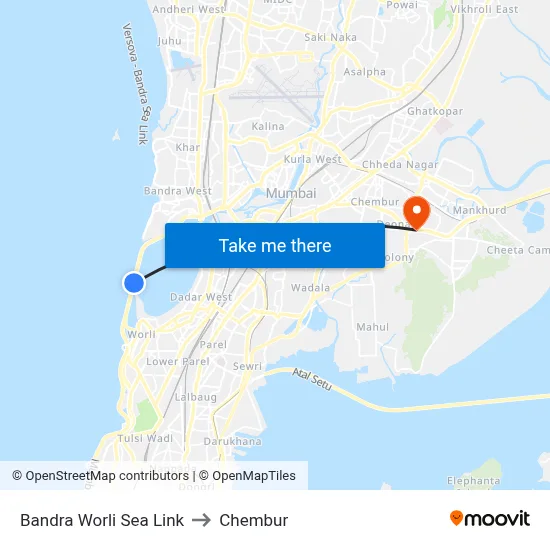 Bandra Worli Sea Link to Chembur map