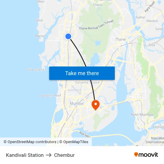 Kandivali Station to Chembur map