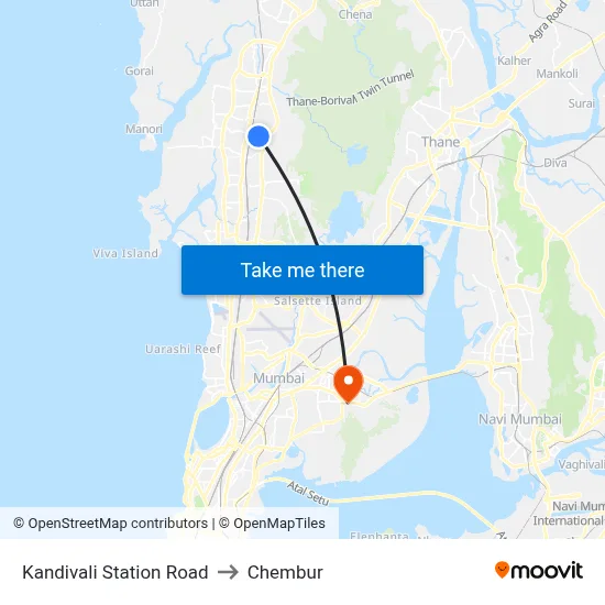 Kandivali Station Road to Chembur map