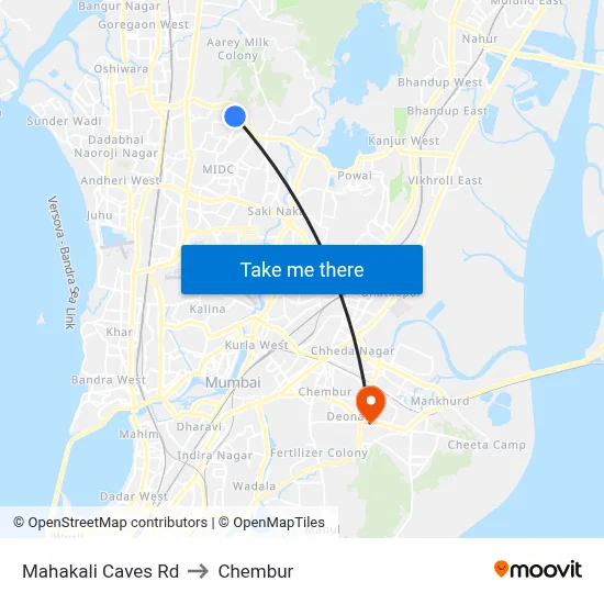 Mahakali Caves Rd to Chembur map