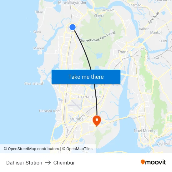 Dahisar Station to Chembur map