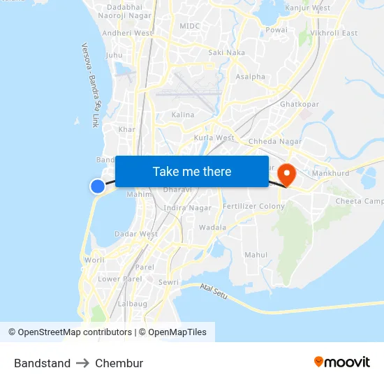 Bandstand to Chembur map