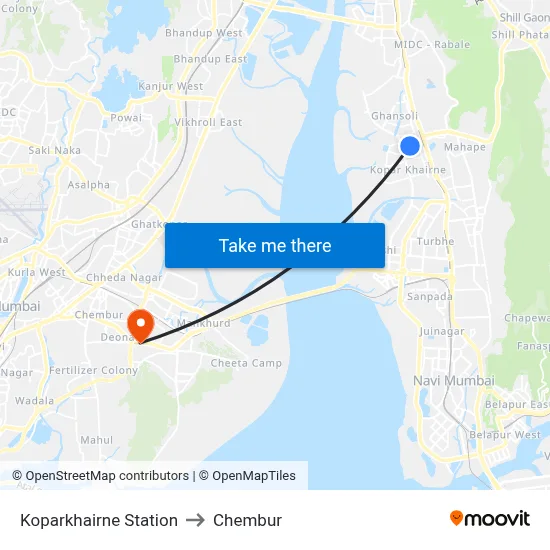 Koparkhairne Station to Chembur map