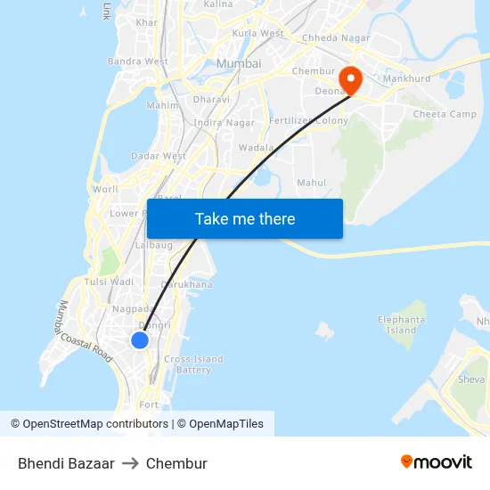 Bhendi Bazaar to Chembur map