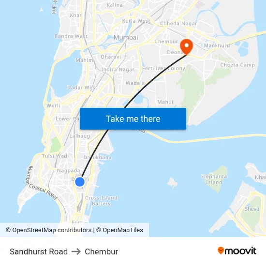Sandhurst Road to Chembur map