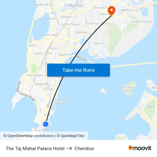 The Taj Mahal Palace Hotel to Chembur map