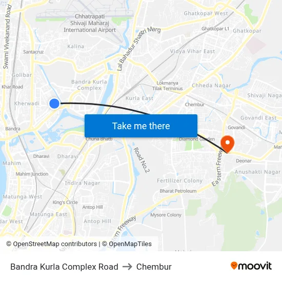 Bandra Kurla Complex Road to Chembur map