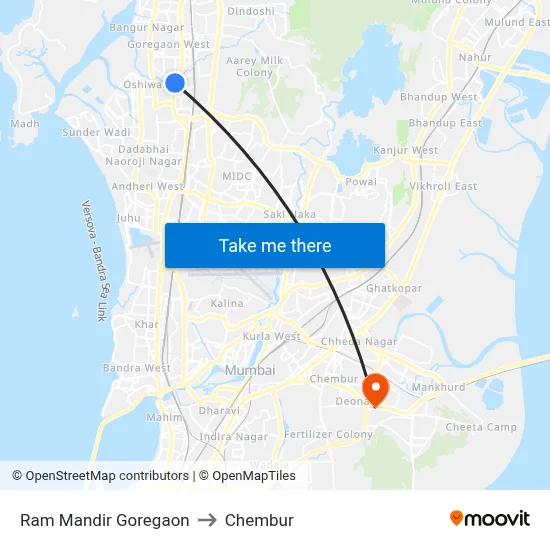 Ram Mandir Goregaon to Chembur map