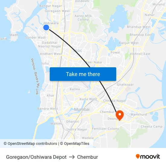 Goregaon/Oshiwara Depot to Chembur map