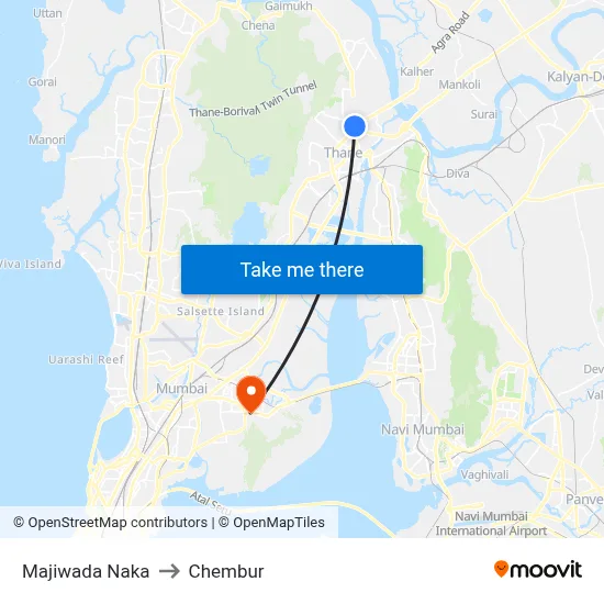 Majiwada Naka to Chembur map