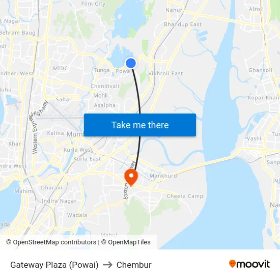 Gateway Plaza (Powai) to Chembur map