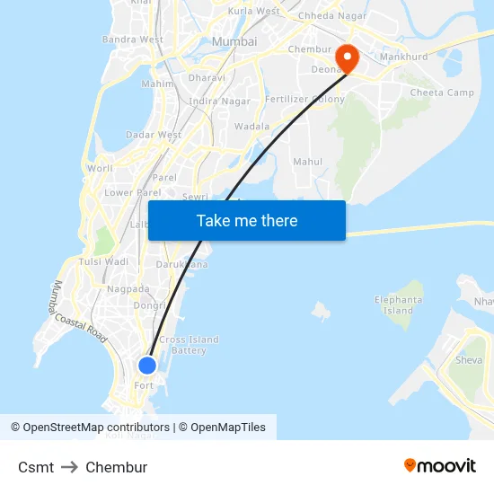 Csmt to Chembur map