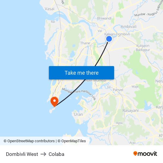 Dombivli West to Colaba map