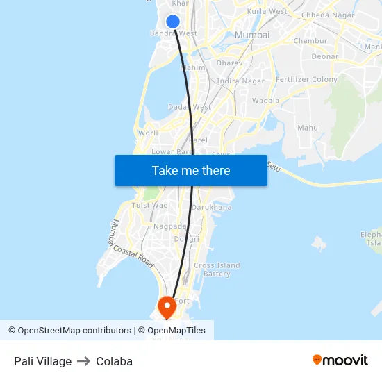 पाली गाँव to कोलाबा map