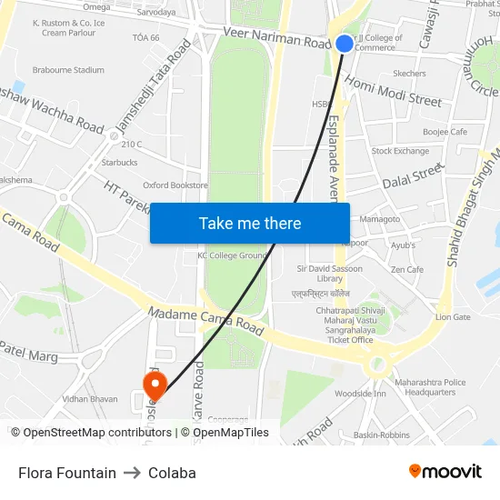 फ्लोरा फाउंटेन to कोलाबा map