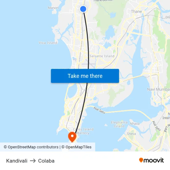 कांदिवली to कोलाबा map