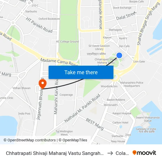 Chhatrapati Shivaji Maharaj Vastu Sangrahalaya to Colaba map