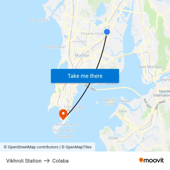 Vikhroli Station to Colaba map
