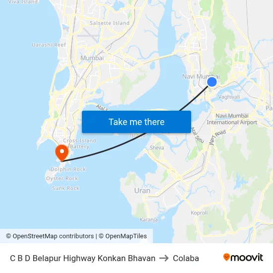 C B D Belapur Highway Konkan Bhavan to Colaba map