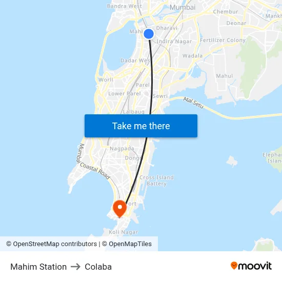 Mahim Station to Colaba map