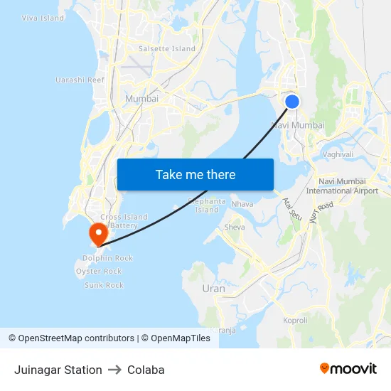 Juinagar Station to Colaba map