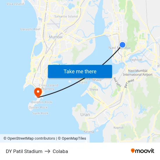 DY Patil Stadium to Colaba map