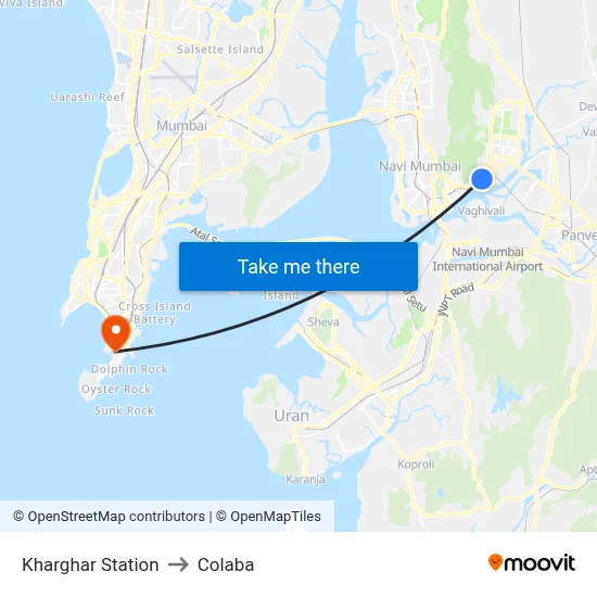 Kharghar Station to Colaba map