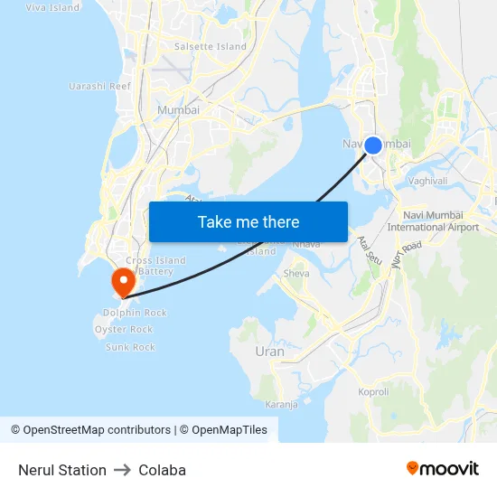 नेरुल स्टेशन to कोलाबा map